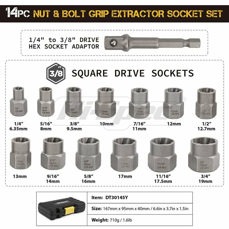 14 pièces Outil de retrait de mauvais écrou de vis antivol coulissante - 5