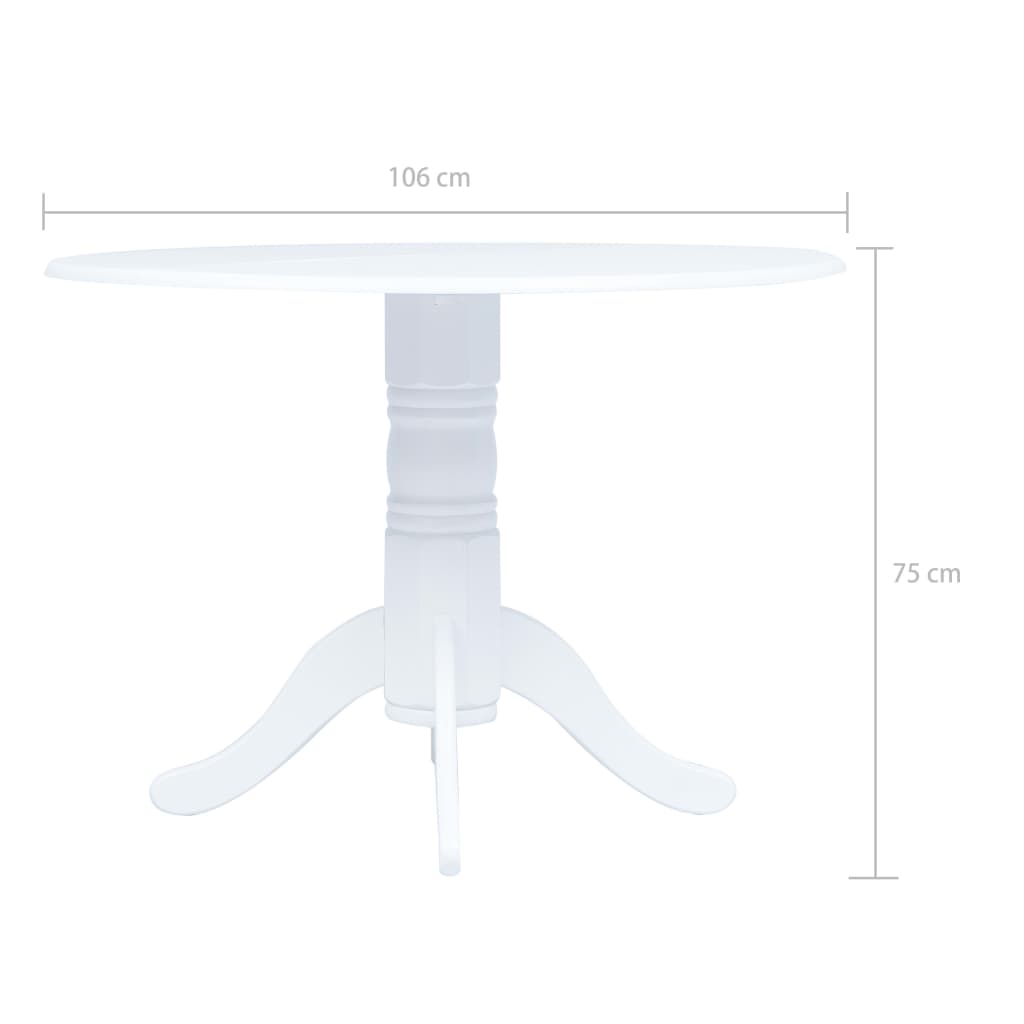 Table à manger Blanc 106 cm Bois d'hévéa massif - 5