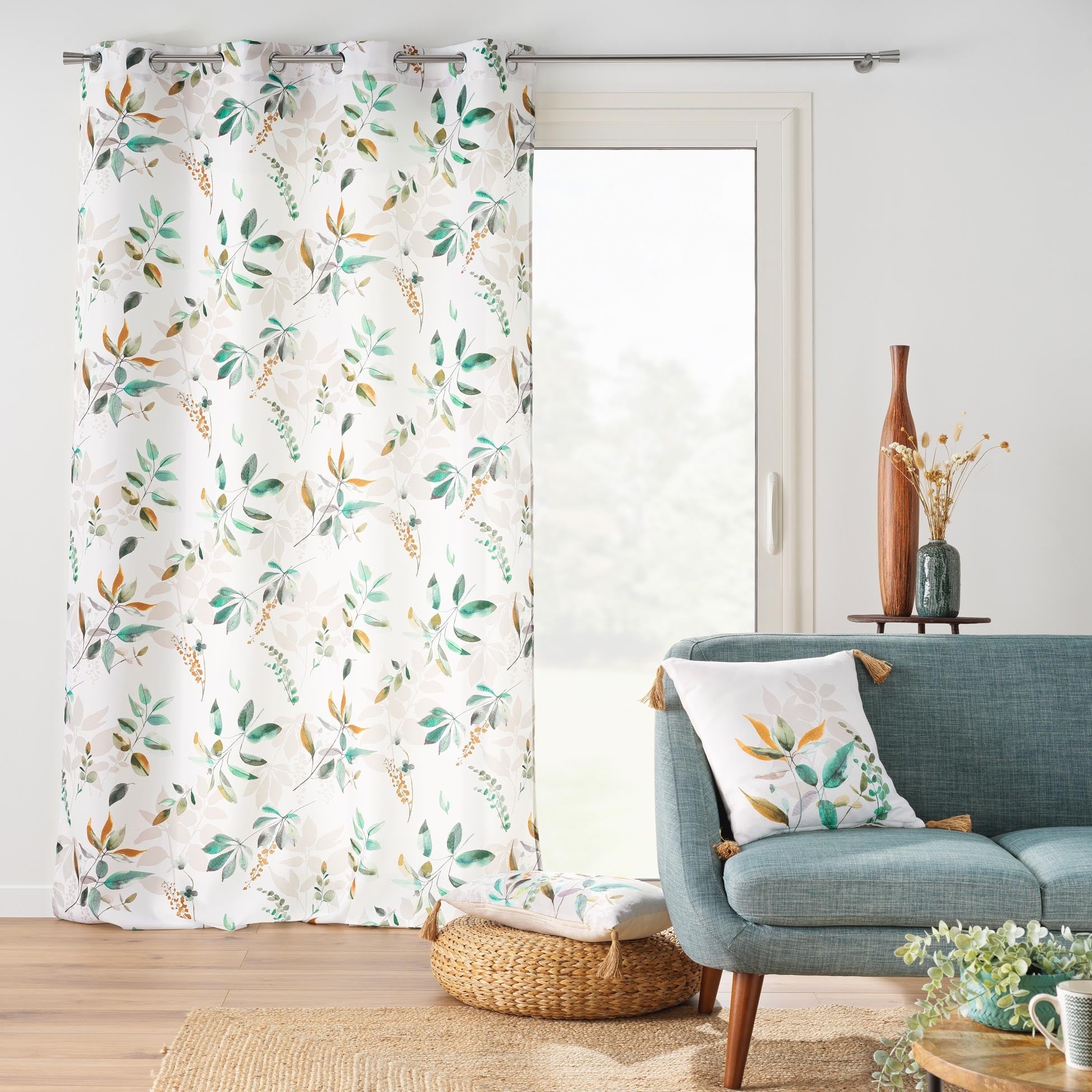 Rideau à œillets Dilaris - 140 x 260 cm - Polyester Imprimé Feuillage ...