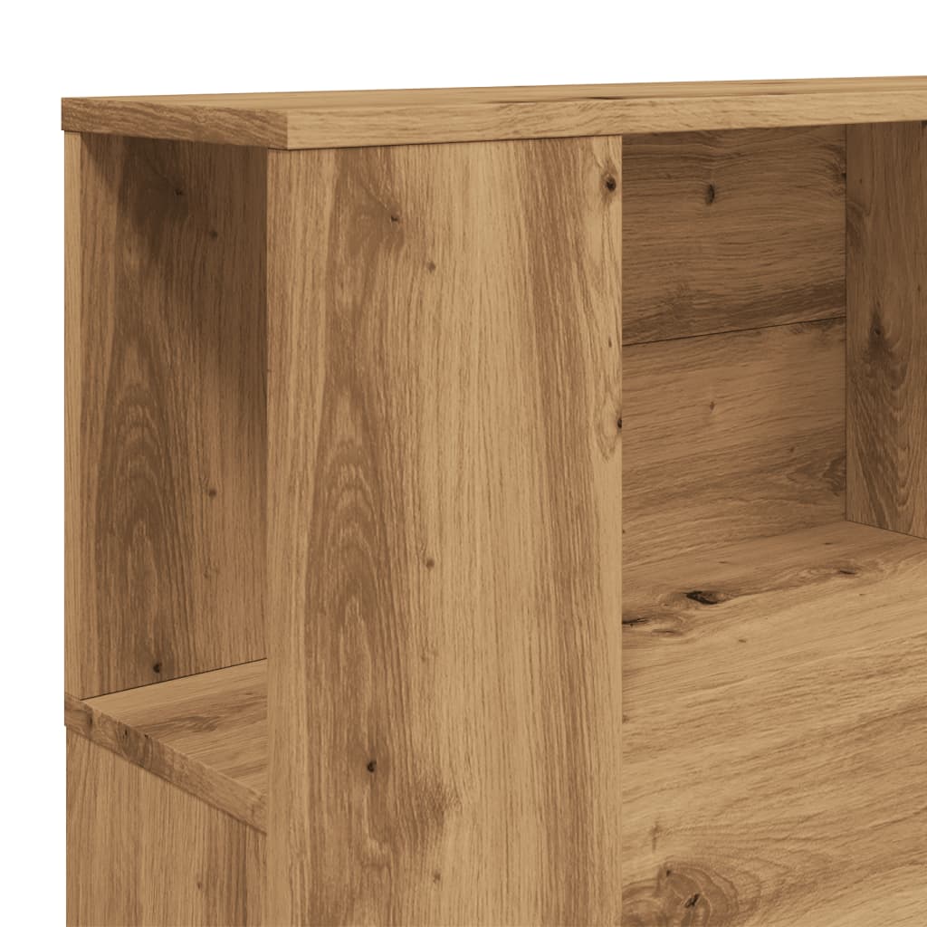 Meuble tête de lit artisanal en chêne 160x18,5x103,5 cm - COMFORTXL - 7