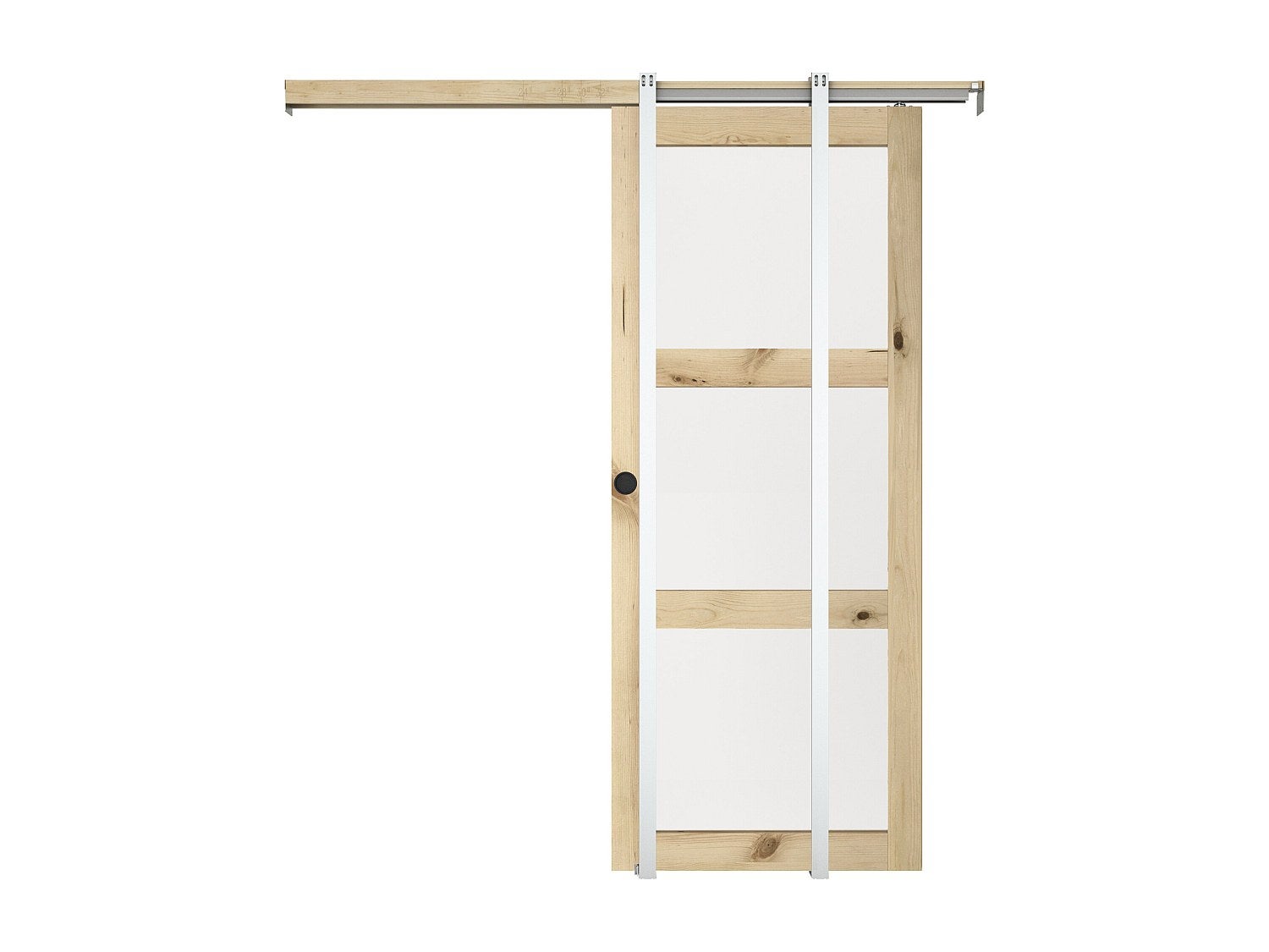 Drzwi przesuwne chowane w ścianie z drewna i szkła hartowanego - 3 okna - wys. 205 x szer. 63 cm - ACOSTA II