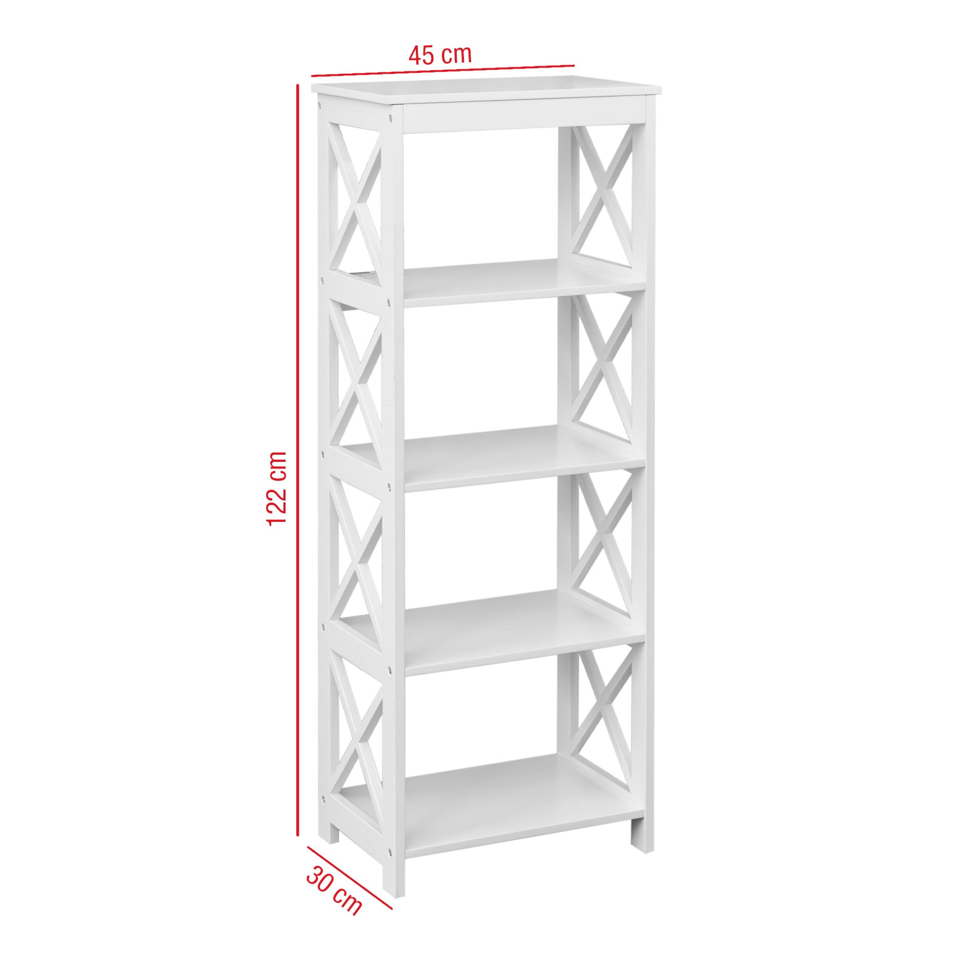 Bibliothèque pour Séjour en MDF Blanc H. 122 x l. 45 x P. 30 cm - 2