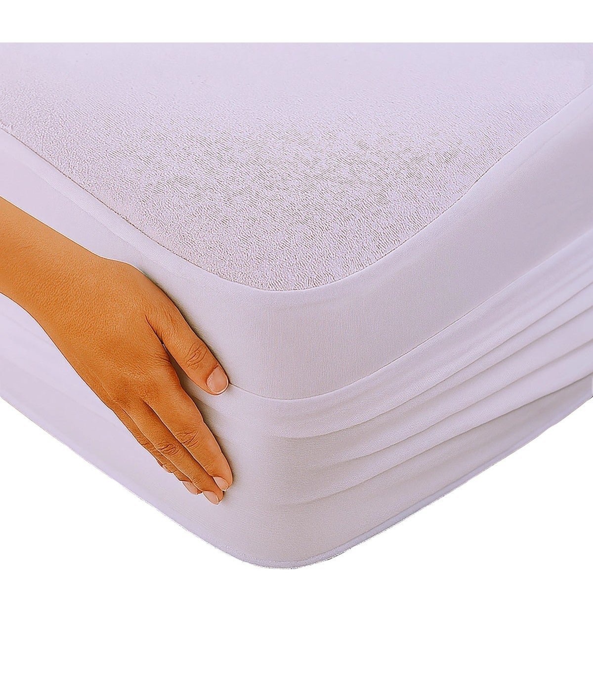 Protector Colchón Algodón Rizo PU Impermeable Laminado 1 ud. 150 x 190/200 Blanco - 2