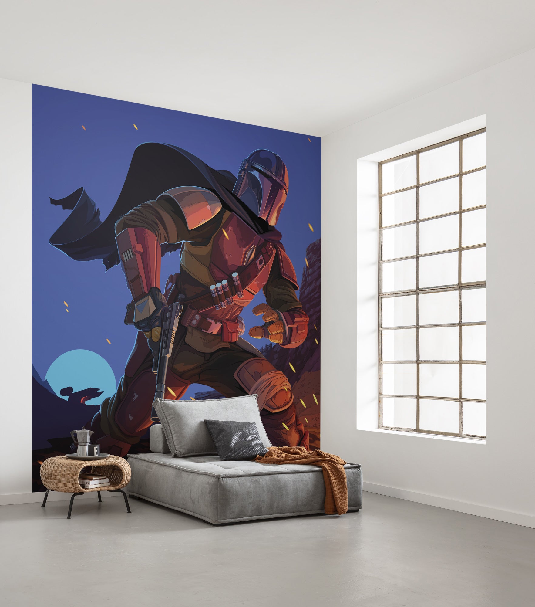 Papel pintado no tejido panorámico de komar - star wars the mandalorian big ambush - talla: 250 x 280 cm