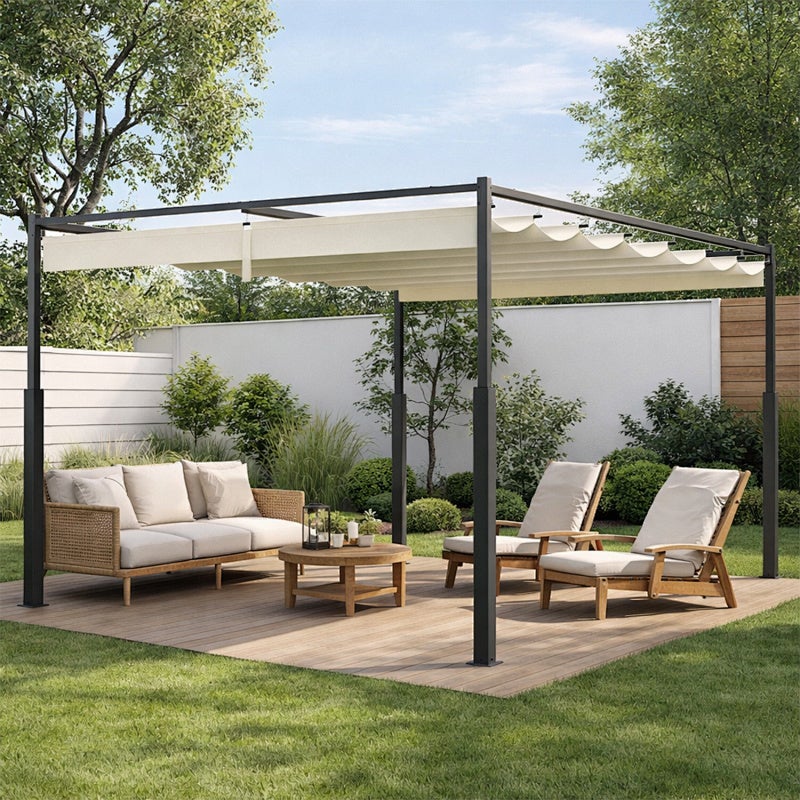 Pérgola metálica 300 x 400 x 220 cm Beige | Leroy Merlin