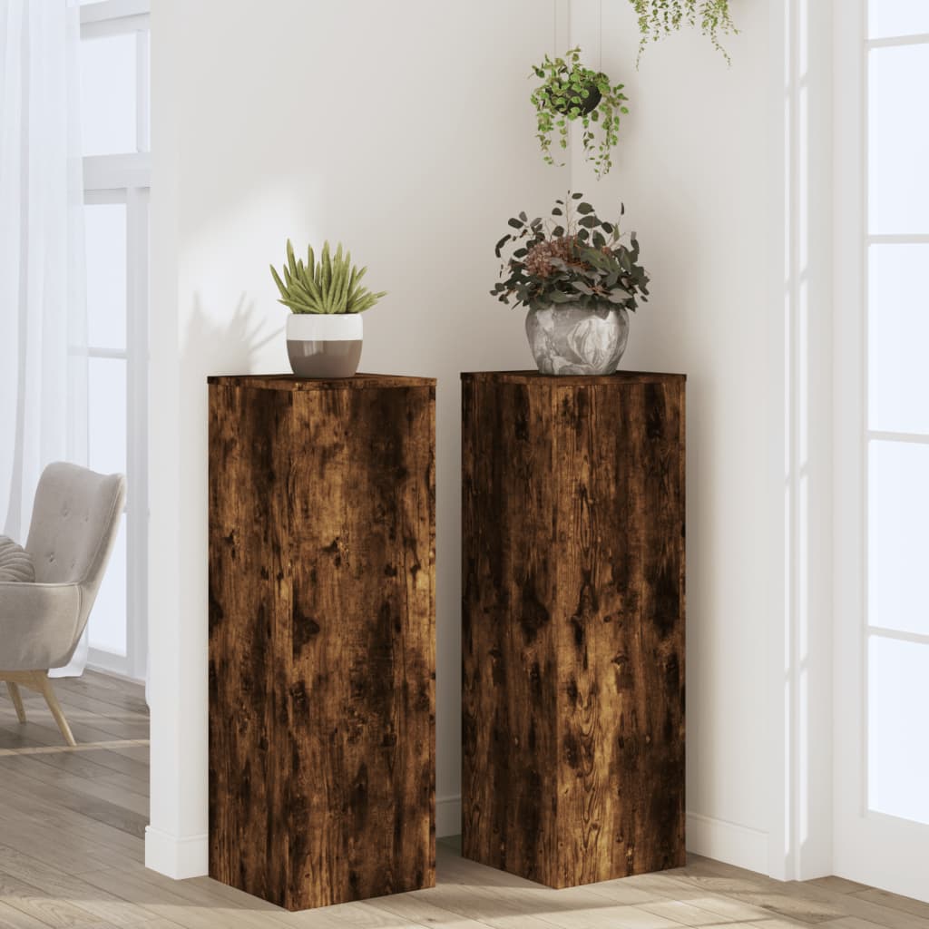 Supports pour plantes 2 pièces chêne fumé panneau de bois - 3