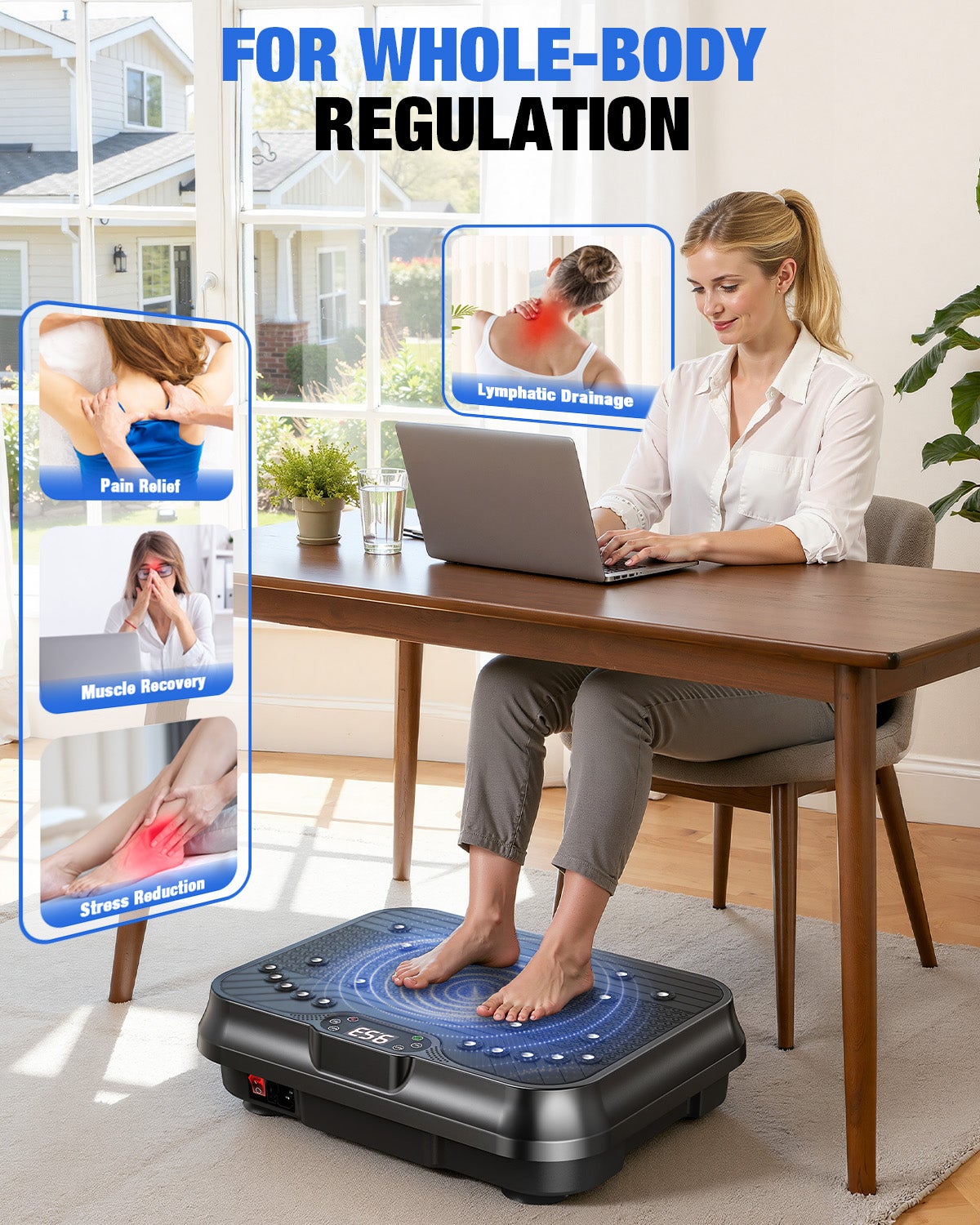 PLATAFORMA VIBRANTE, Potente plataforma vibratória muscular para musculação e escultura com controle remoto e cordão de tração - 5