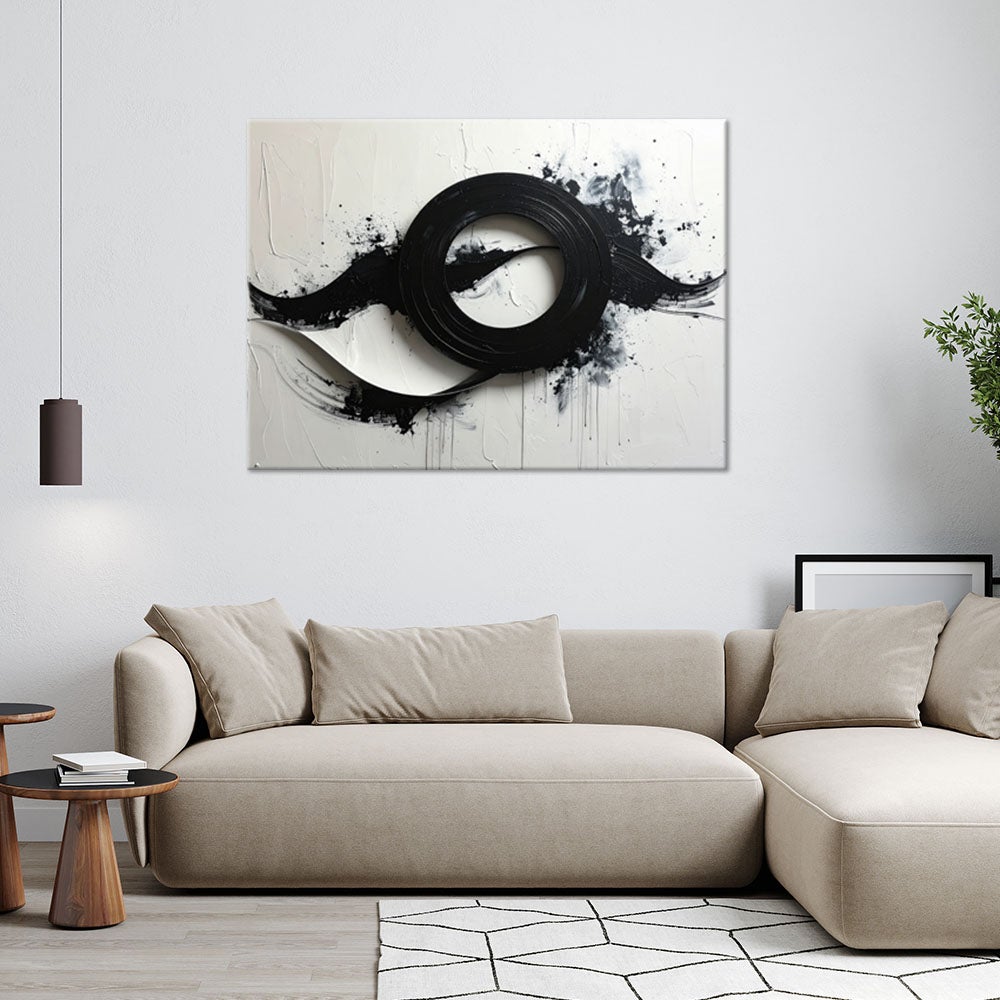 Obraz do salonu biura sypialni, Abstrakcja Czarno-Biała Forma Infinity 100x70 - 2