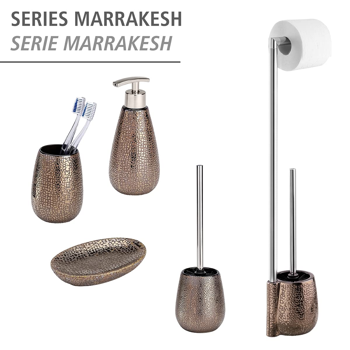 Uchwyt na szczotkę WC Wenko Marrakesh ceramika brąz elegancki - 6