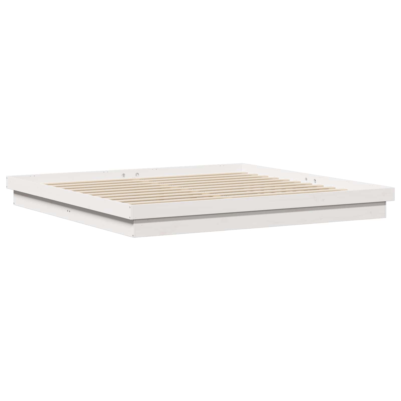 Cadre de lit blanc en pin massif pour la chambre, 200 × 200 cm - 3