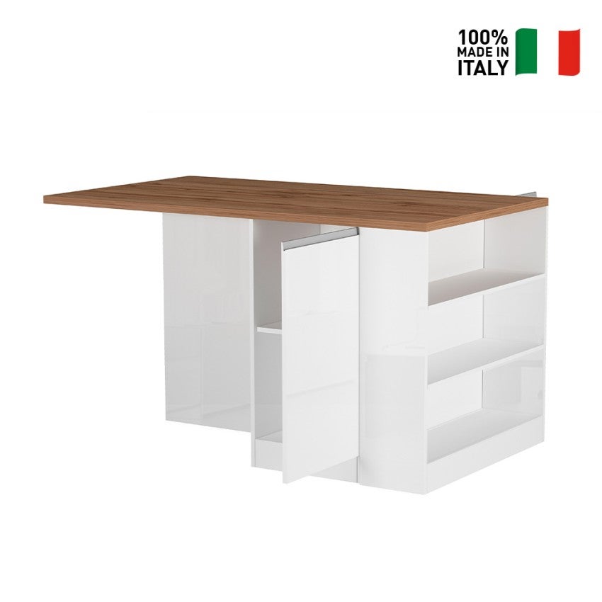 Îlot central avec table pour cuisine moderne 2 portes 160x90x90cm Grover - 3