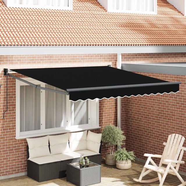 Toldo Retrátil Manual Preto 300x250 cm - Sombra Elegante para Espaços Externos