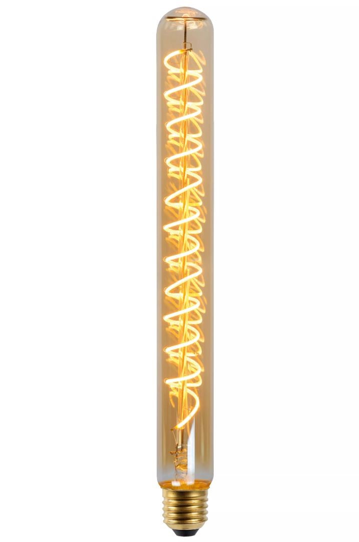Żarówka dekoracyjna Ściemnialna LED E27 4.9W tuba bursztynowa Ciepła biel 2200K 380lm Lucide