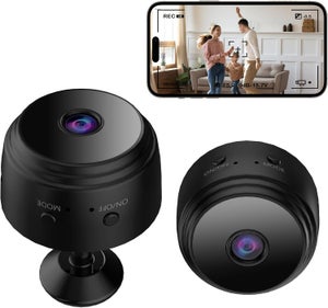 RNNTK Nascosta Mini Telecamera Full HD 1080P Telecamera di Sorveglianza di Sicurezza,Portatile Inteligente Microcamera 160° Grandangolare Casa Nanny Cam Audio/Video Registrazione in Loop-Nero 64gb