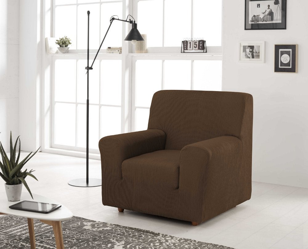 ESTORALIS | Funda de Sofá Tejido Elastico Resistente | Para Sillon 1 Plaza | Tamaño ( de 70 a 110 cm. ) Modelo BERTA Color Marron - 2