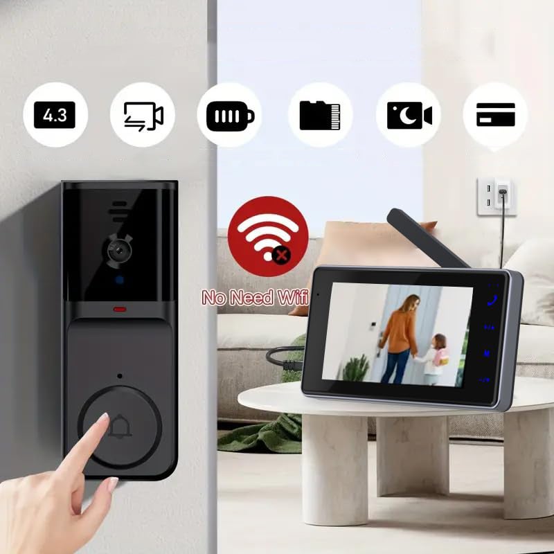 Interphone vidéo sans fil, pas besoin de WiFi, interphone audio bidirectionnel, carte 32G - 7