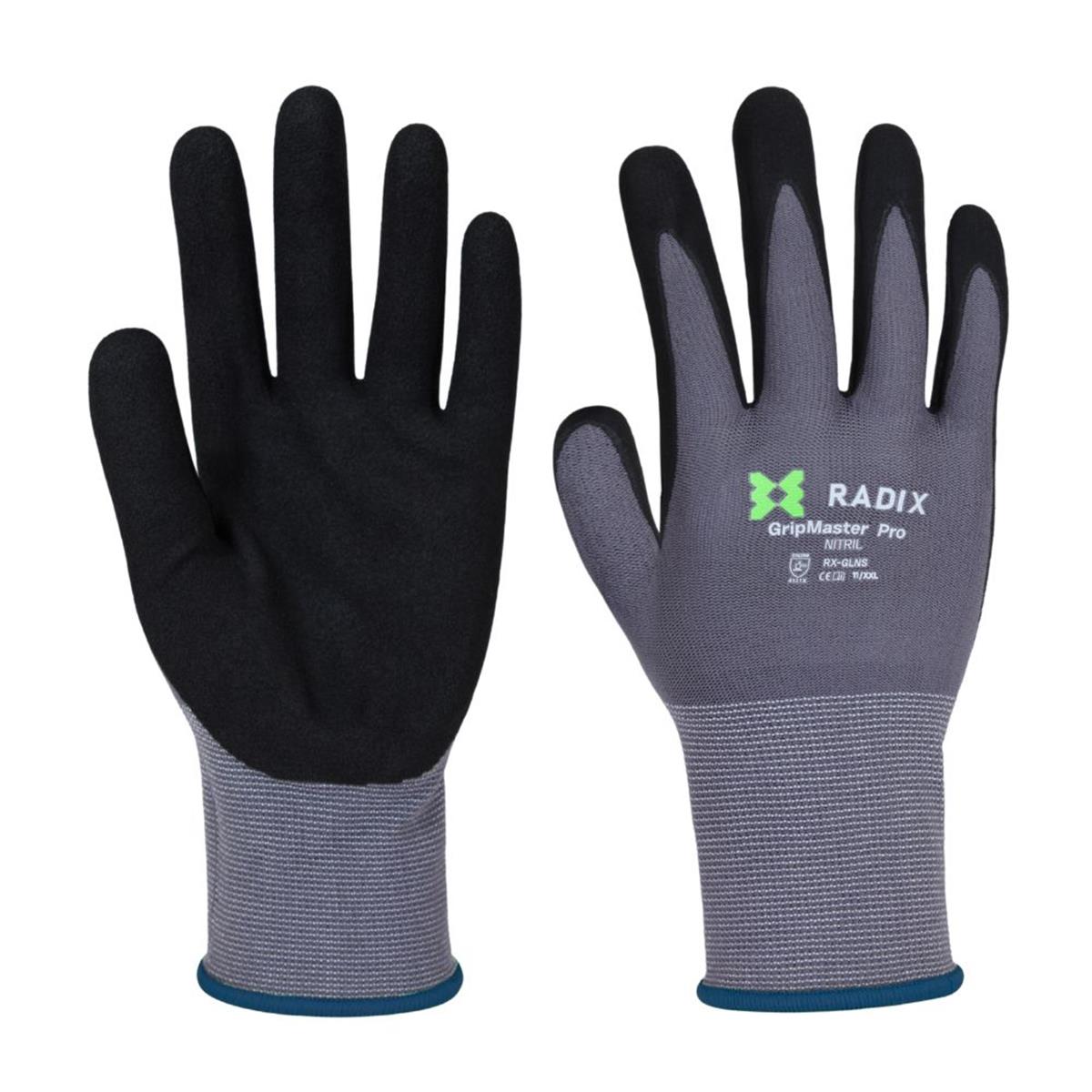 Gants de travail - Radix - GripMaster Pro - Nitrile mousse noir/gris - Taille M11 / XL - 2