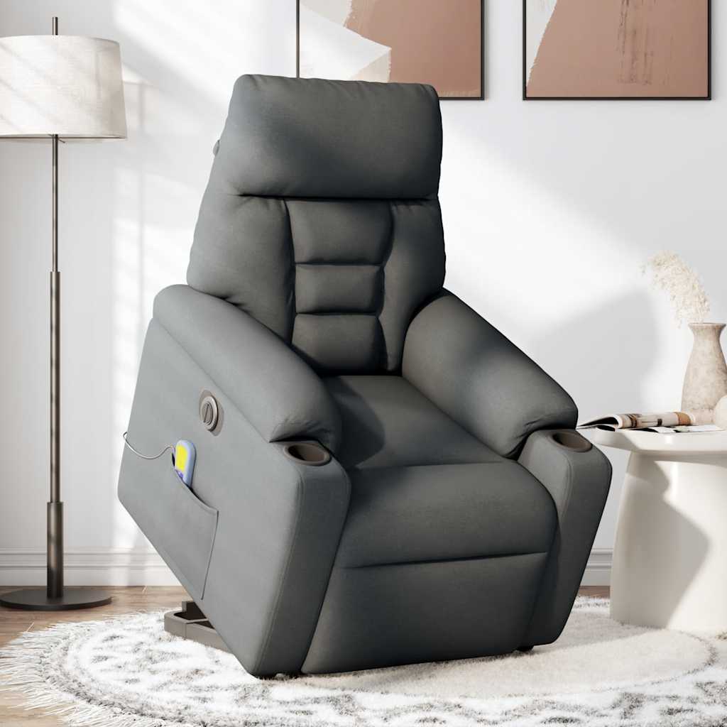 Sillón de salón | silla | sillón de masaje eléctrico reclinable elevable tela gris oscuro cfw157226