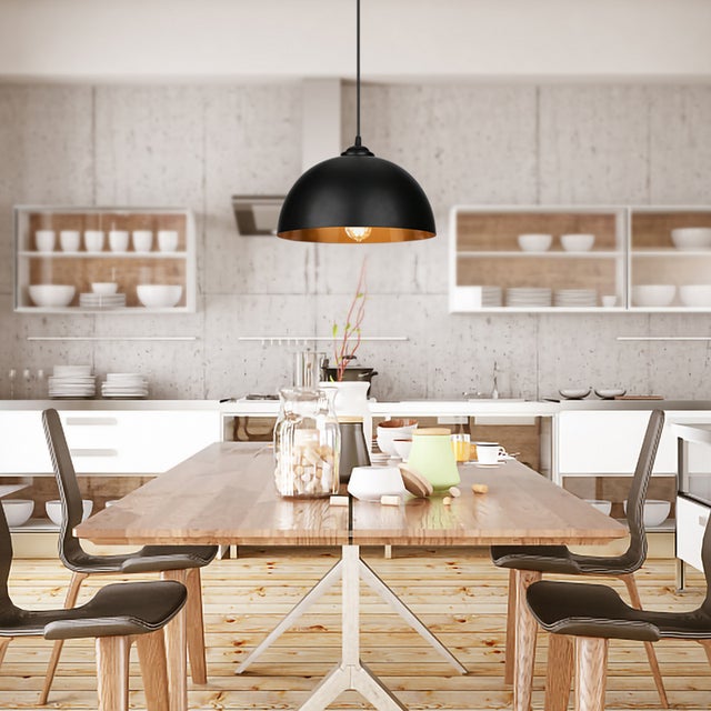 2x Suspension Luminaire LED Suspension plafond industriel noir et or Suspension cuisine