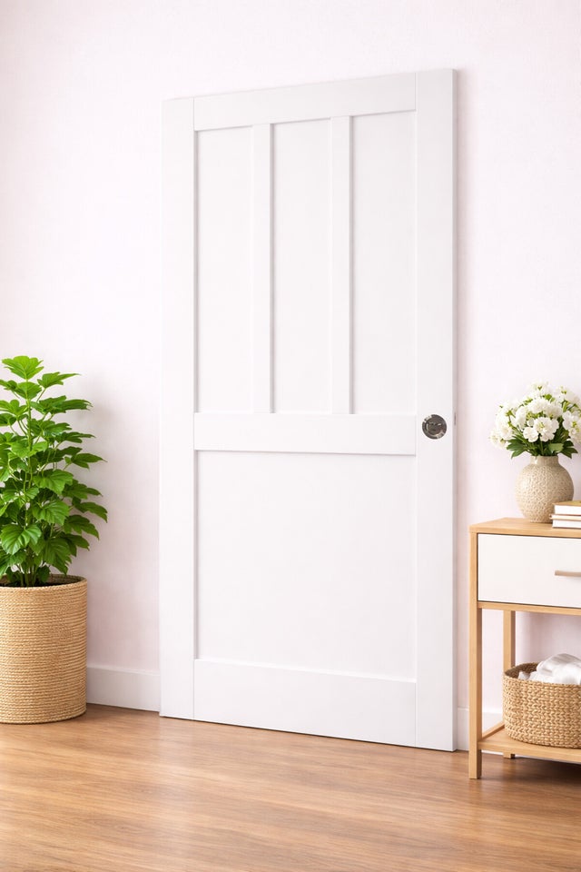 Porte Coulissante Atelier 2 Panneaux Blanc H204 X L73 Cm, Serrure Condamnation Gd Menuiseries