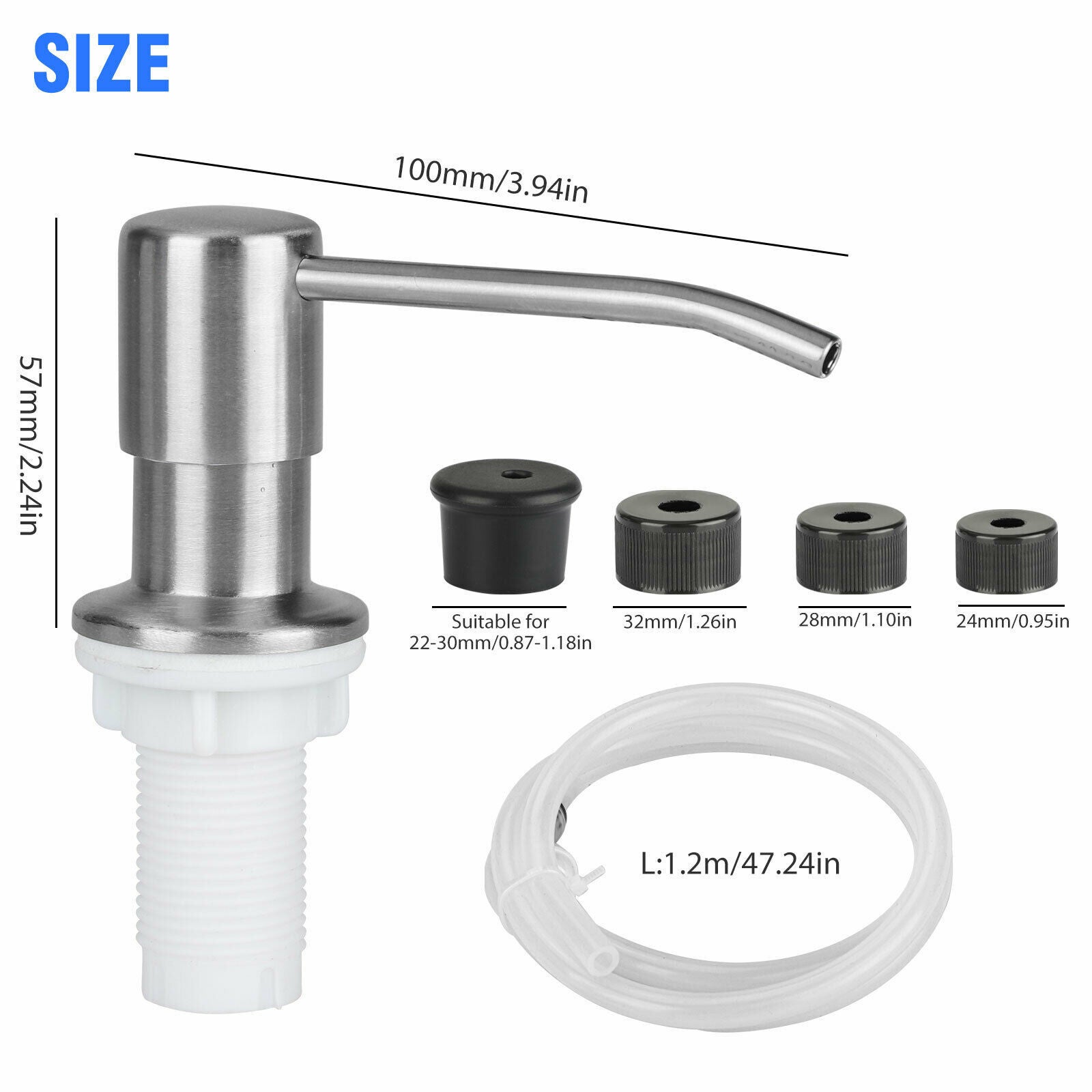 Distributeur de savon, distributeur de savon pour évier de cuisine en acier inoxydable, distributeur de savon intégré - 4