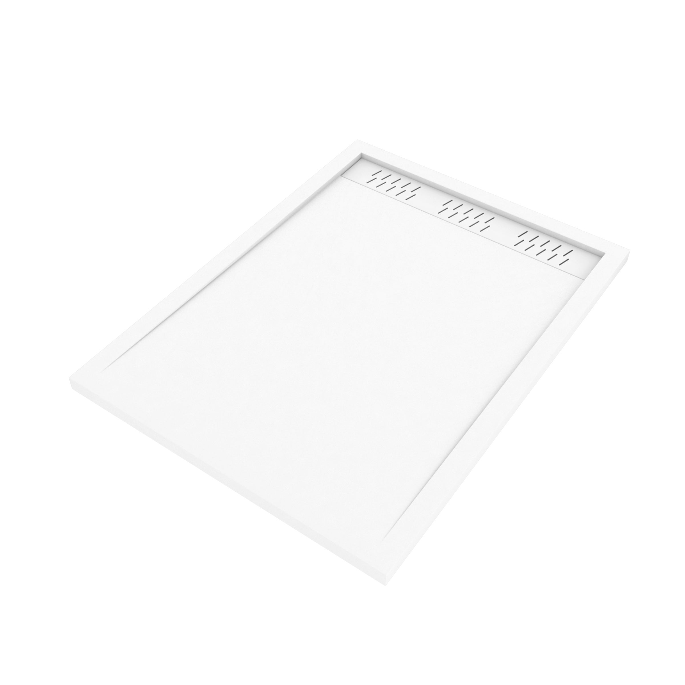 Receveur en acrylique Blanc 90x120x4 cm + Grilles Linéaires Chrome et Blanche Mate - 3
