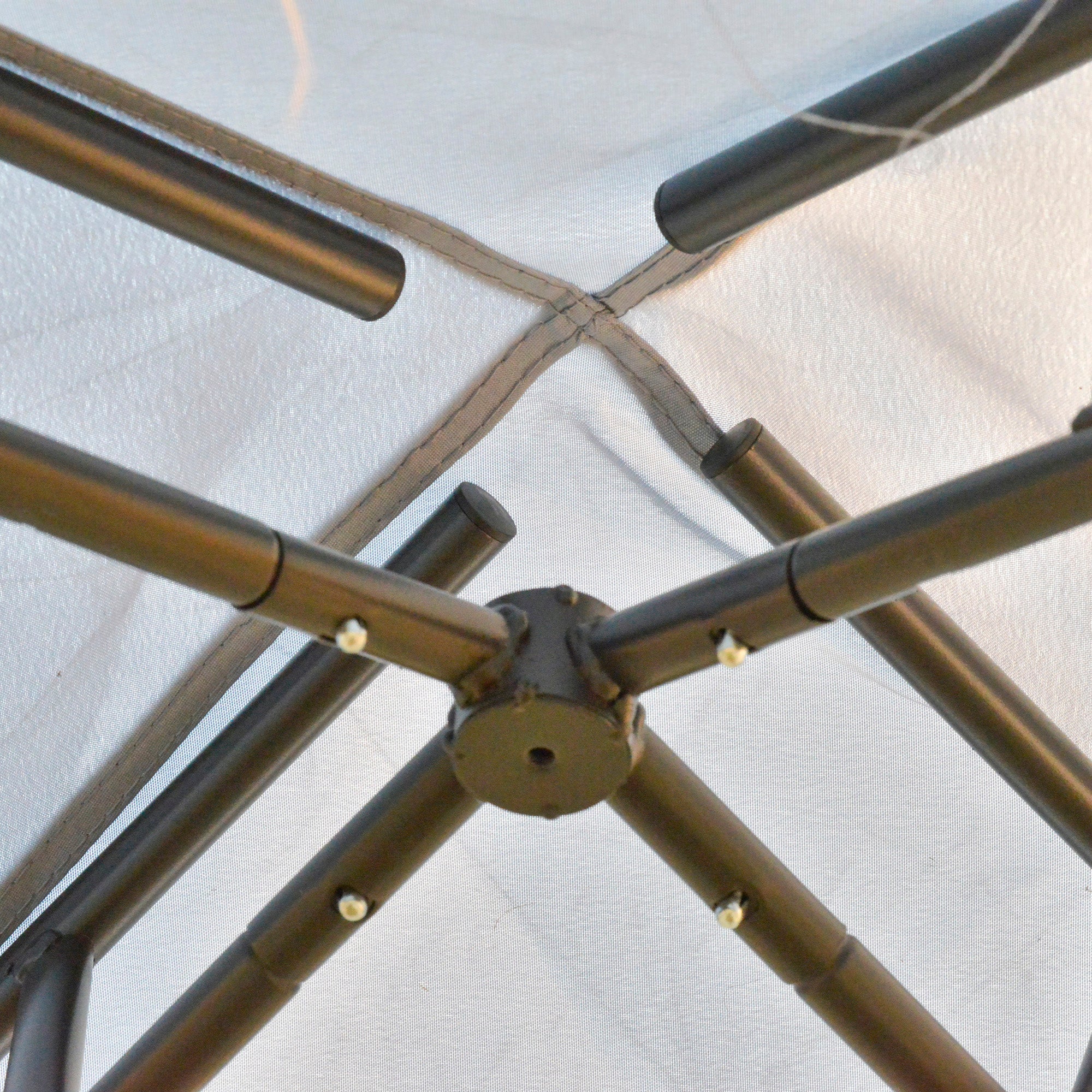 Pérgola de aluminio con 4 paredes laterales 300x300cm resistente al clima metal y poliéster gris claro para jardín y eventos - 8