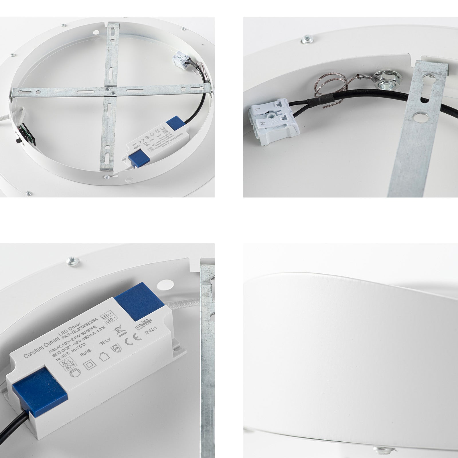 Plafoniera LED da soffitto in metallo bianco stile nordico moderno “ARINA” – 36W, luce selezionabile 3000K/4000K/6000K, Ø40 cm - 7