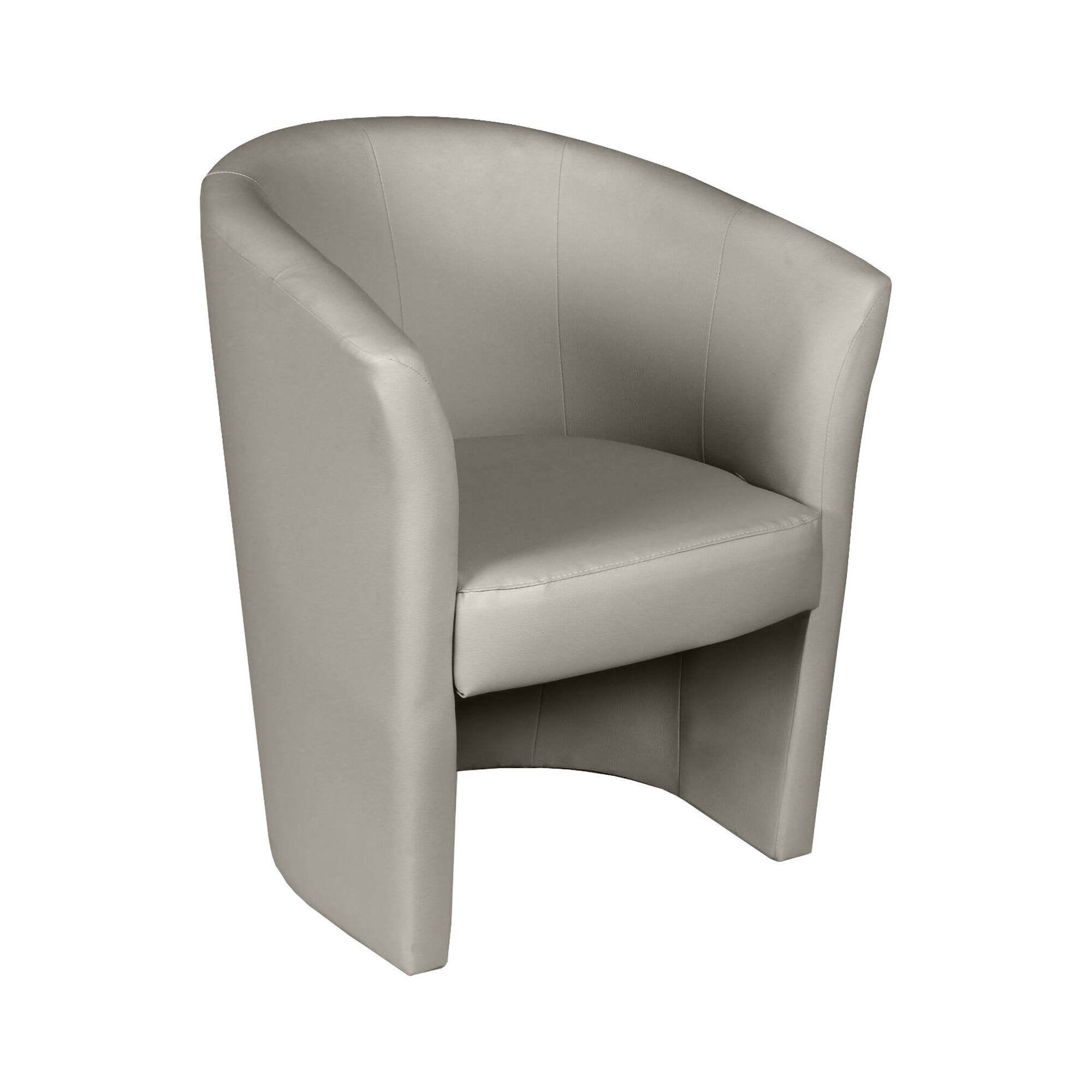 Sillón abrera, sillón de salón, asiento acolchado, silla con reposabrazos de cuero ecológico, 64x63h76 cm, gris