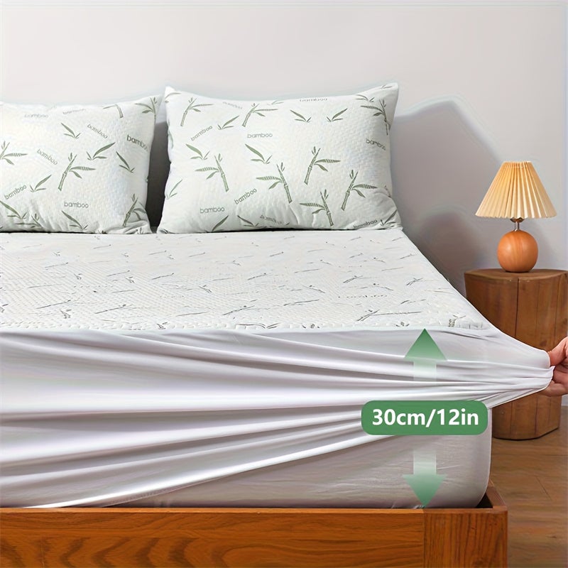 Protège-matelas rafraîchissant en fibre de bambou, ultra doux, confortable et respirant, 150 x 200 x 30 cm (taie d'oreiller non incluse) - 4