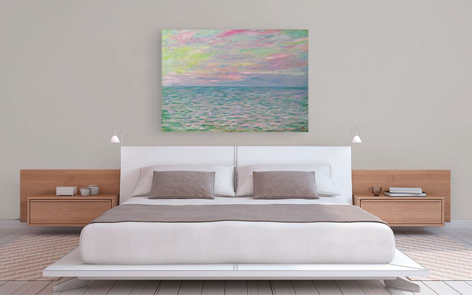 Peinture, impression sur toile - Claude Monet, Coucher de soleil à Pourville - 80x60 cm - 2