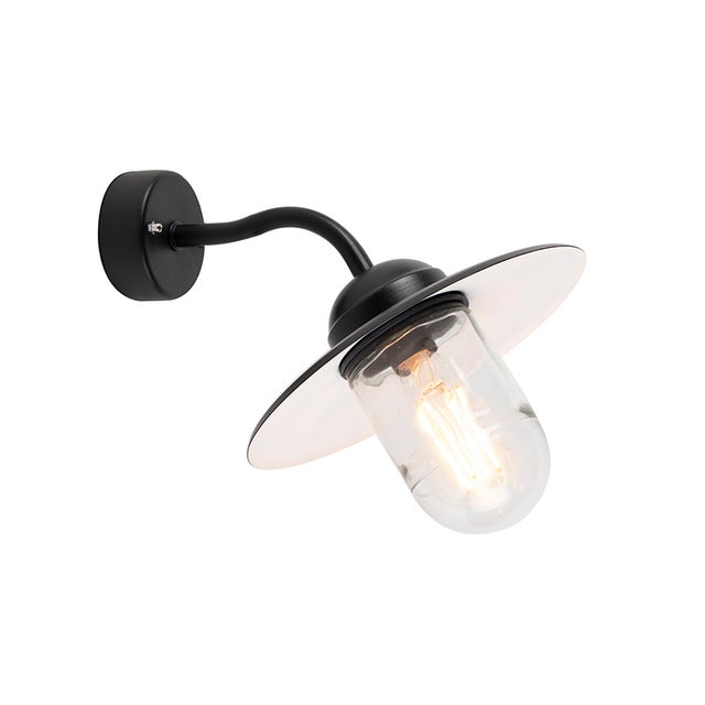 Qazqa industriel applique murale extérieure, lampe murale pour jardin - Munich - noir, max. 60w, e27, 26cm, IP44, rond
