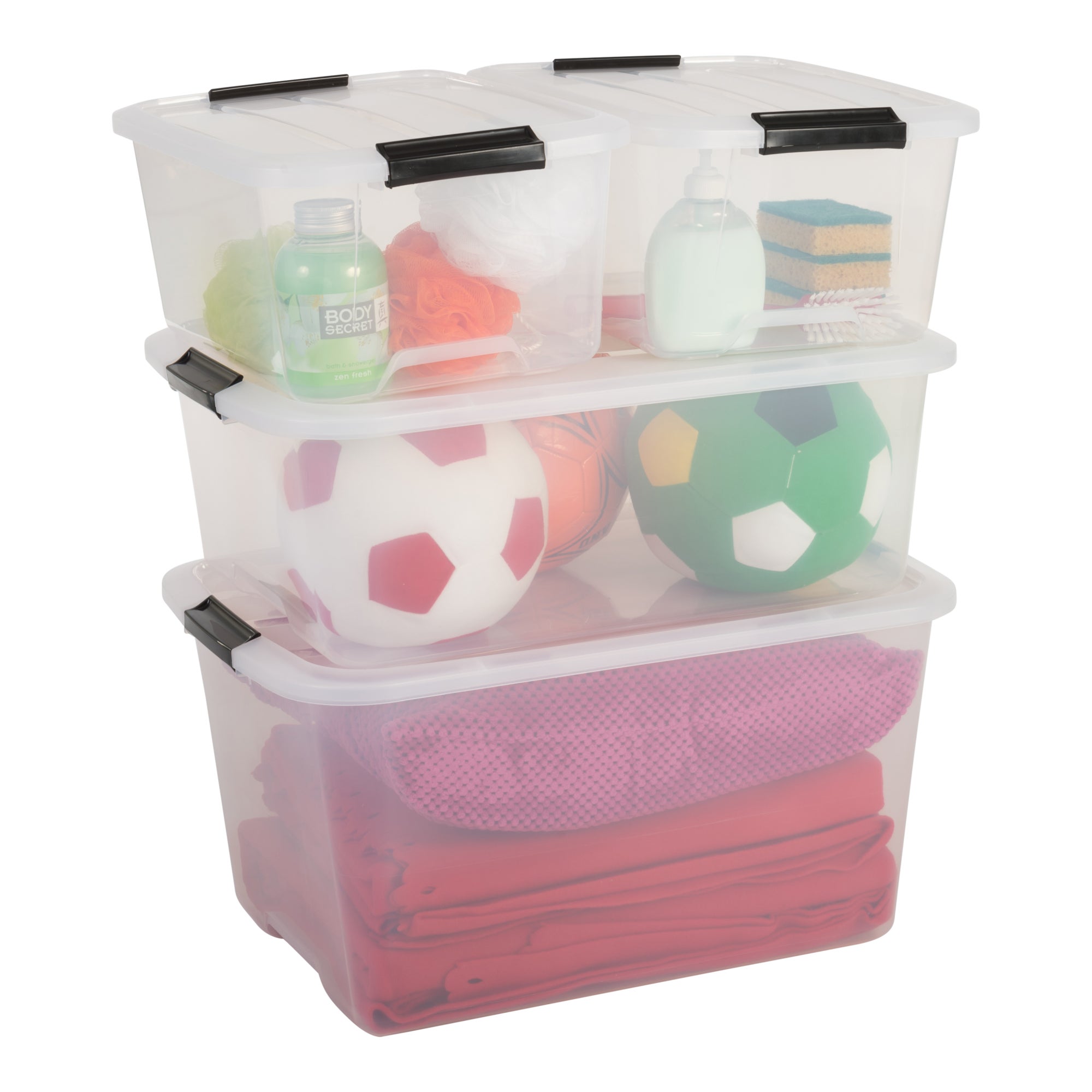 Iris Ohyama, Boite de Rangement Plastique avec Couvercle, 30L, Lot de 3, Transparent, TB-30 - 6