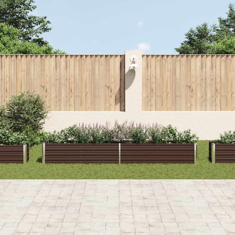 Canteiro elevado jardim aço galvanizado 320x40x45 cm castanho vidaXL - 4