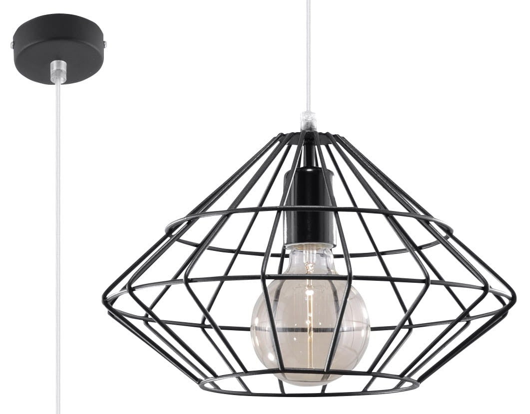 Lampa sufitowa wisząca Umberto czarna 1xE27x60W wym: 100 x 33 x 33 cm metal Sollux Lighting