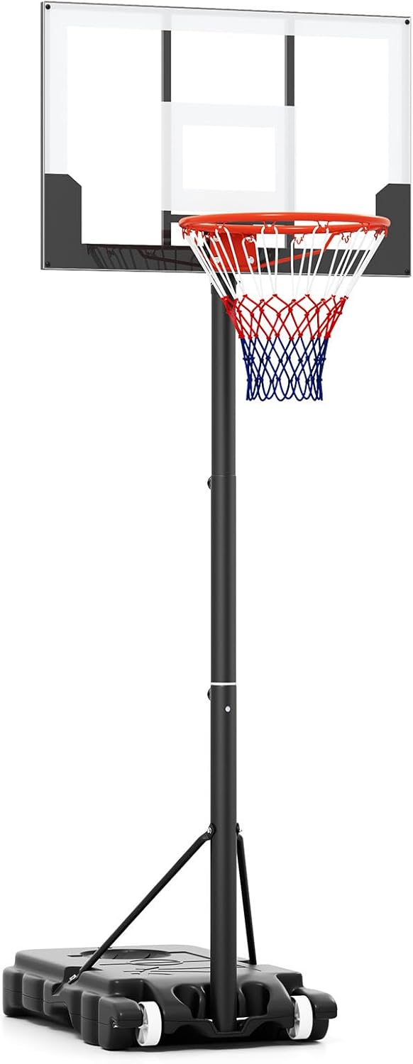 Canestro Da Basket Esterno Relaxdays - Altezza Regolabile 205-260 Cm, Con Ruote