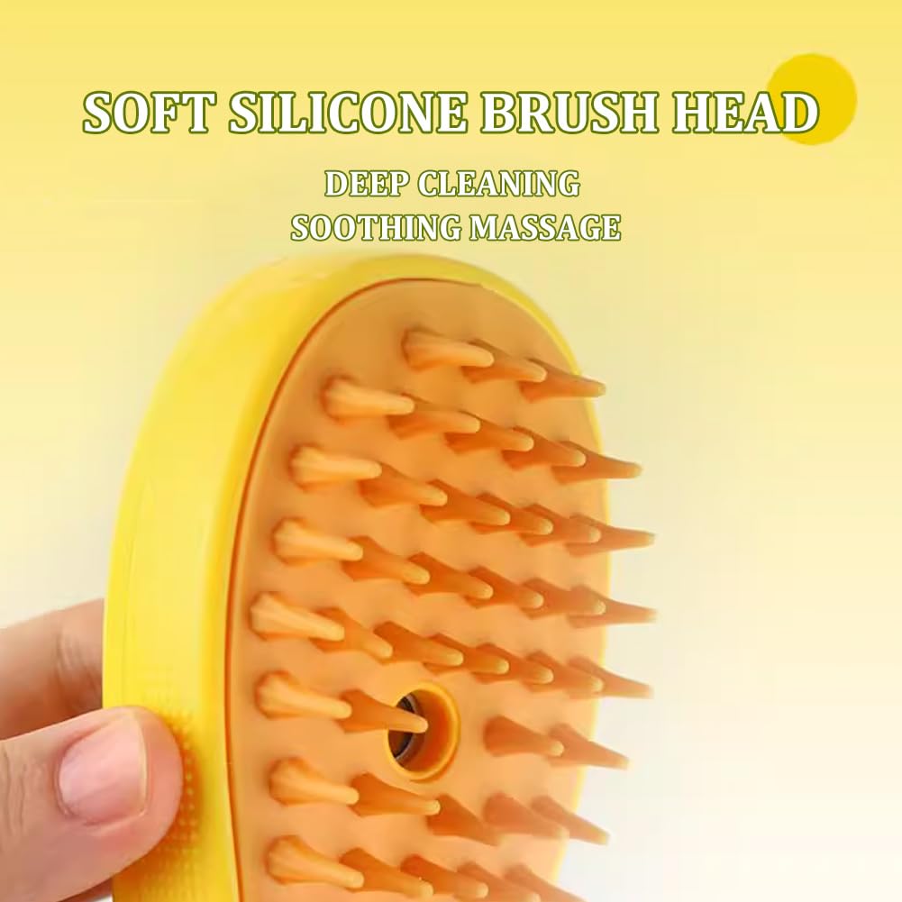 Paquete de 2 cepillos de vapor para perros y gatos, multifuncionales, autolimpiantes, 4 en 1, elimina el pelo enredado y masajea - 3