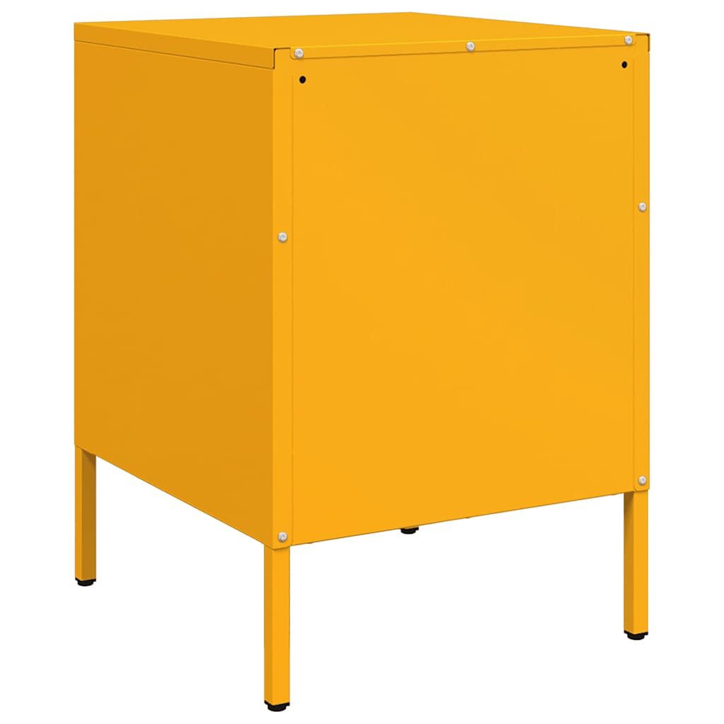 Comodini 2 pz Giallo Senape 36x39x50,5 cm in Acciaio vidaXL - 8