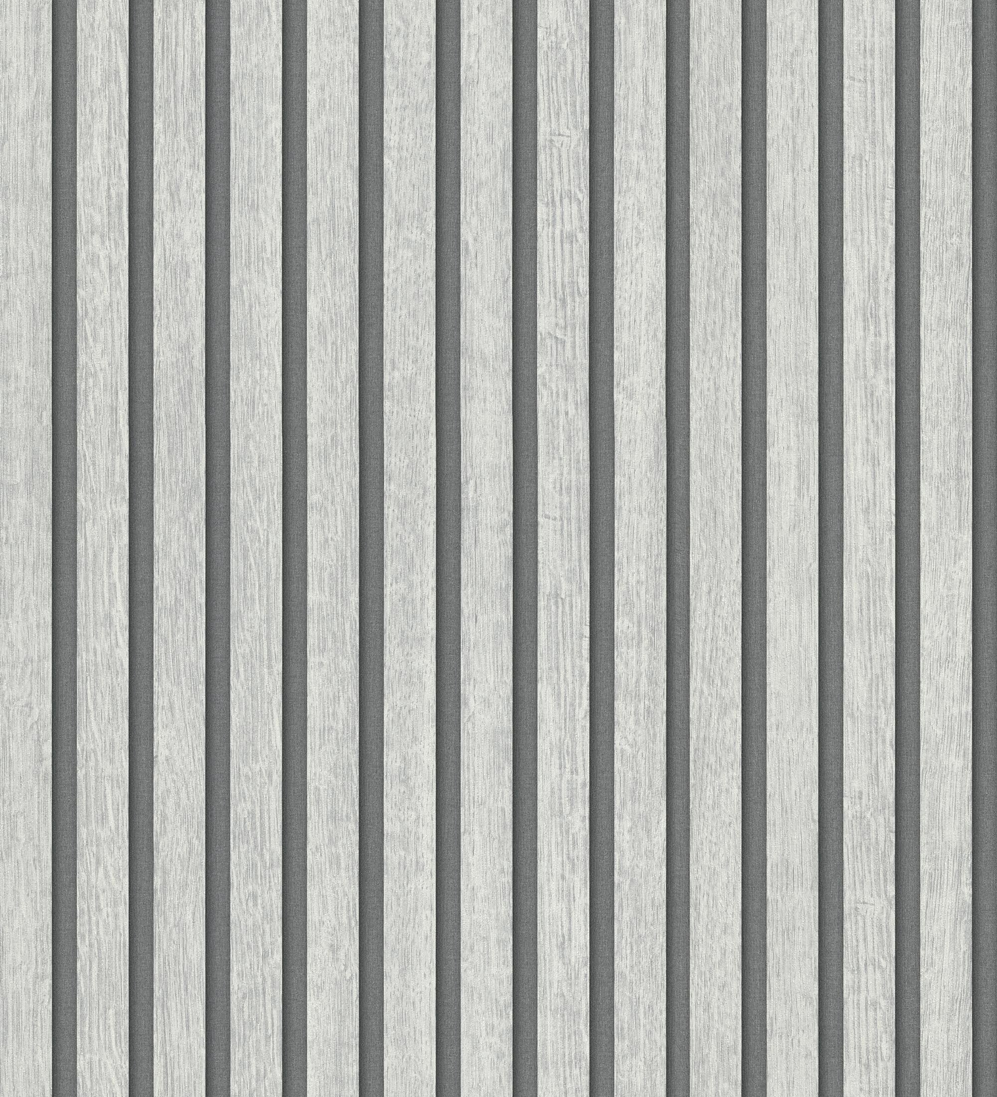 Papier peint lattes de bois teintées blanc imitation design de persienne - Lance Wood Line 682661 de GAULAN - Rouleaux de 10 m x 0,53 m - 2