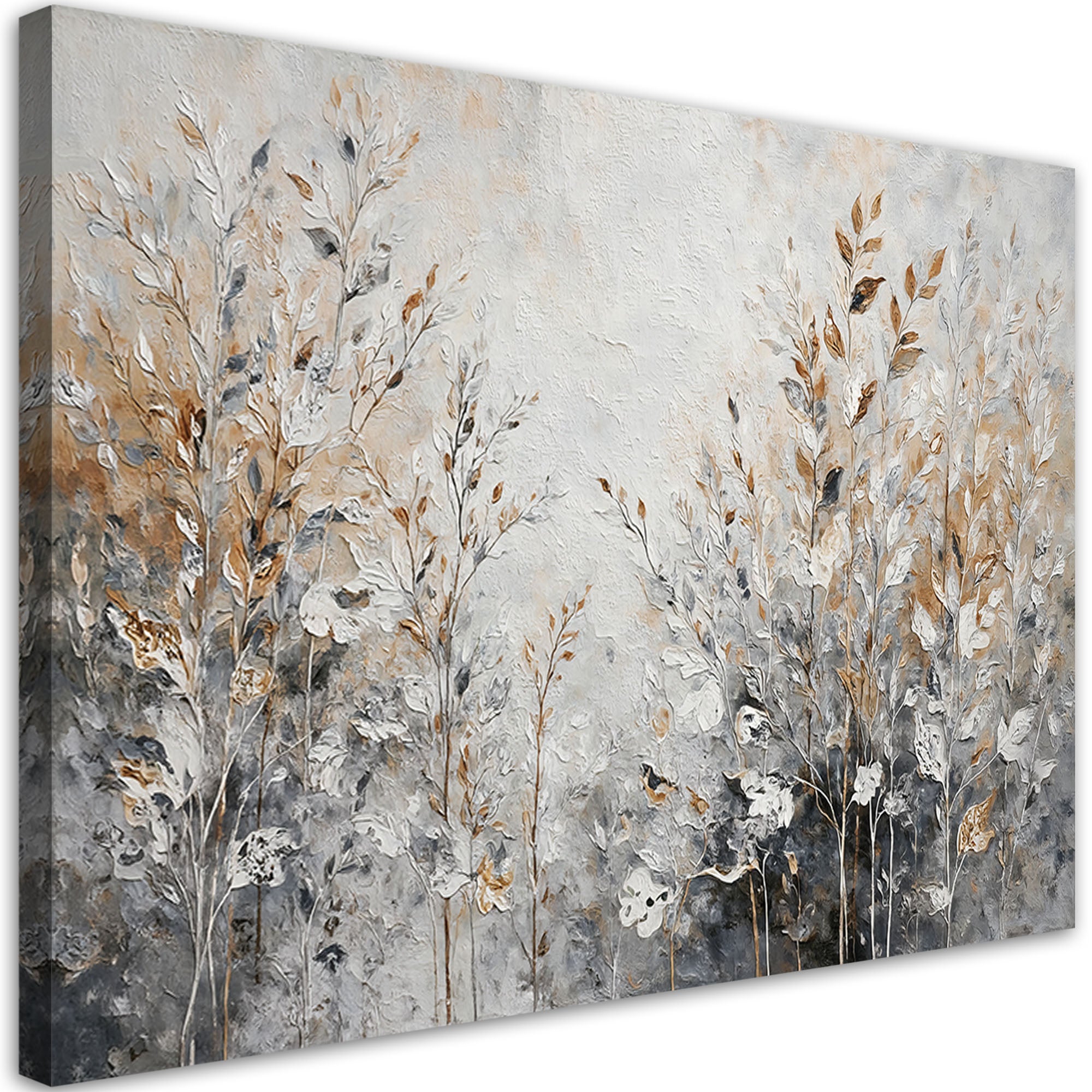 Obraz na płótnie, Rośliny Abstrakcja Botanika Złoty 120x80