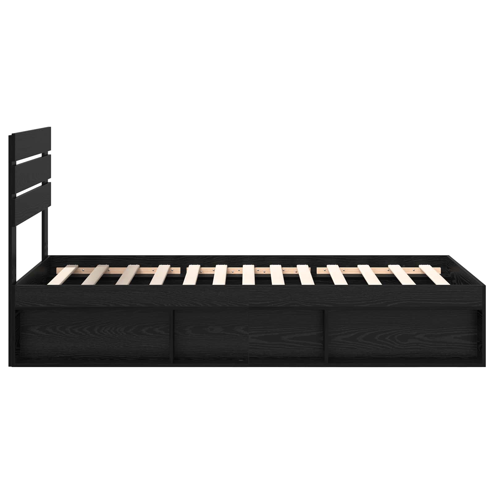 Cadre de lit chêne noir en pin massif pour la chambre, 75 × 190 cm - 8