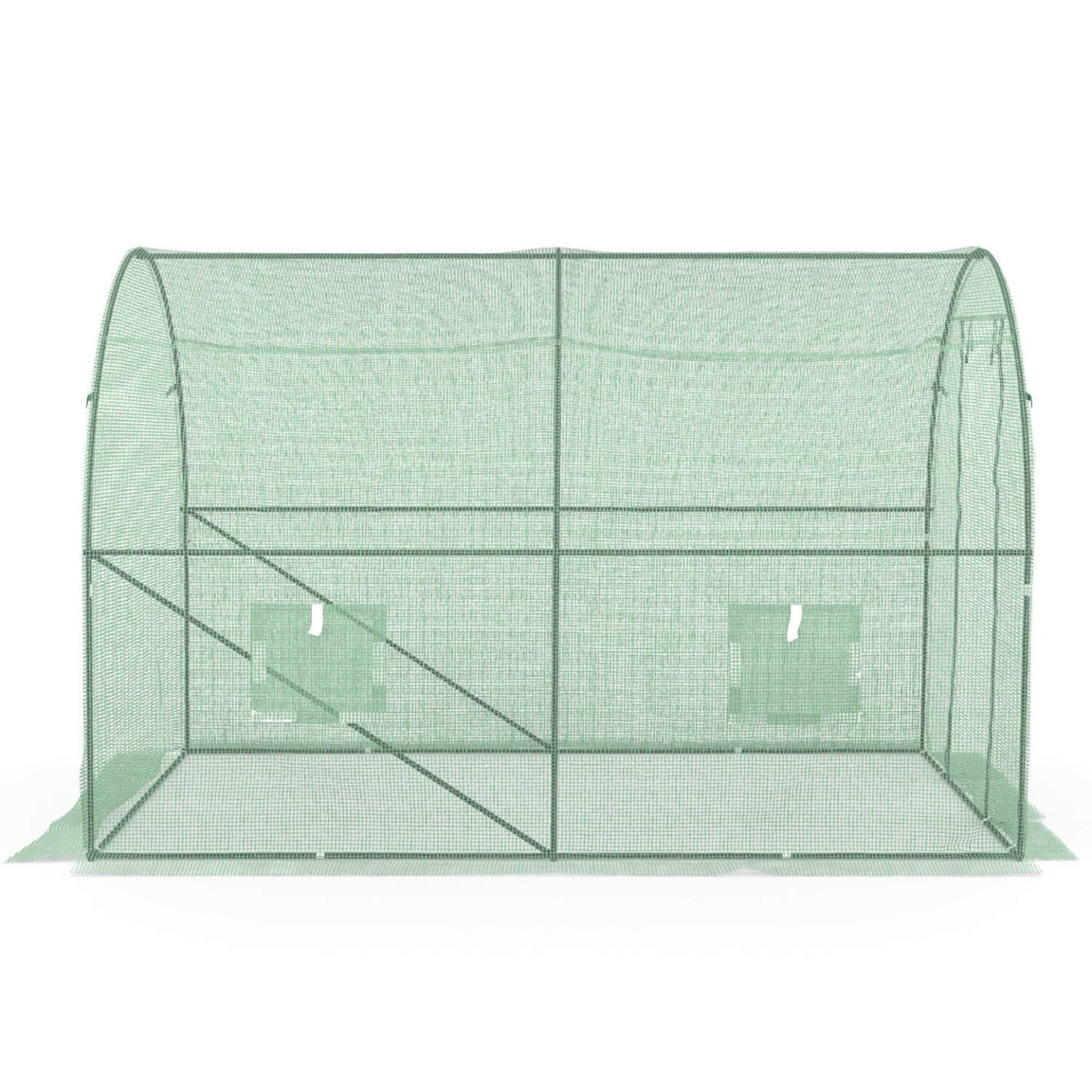 Serre de jardin tunnel 6m² 3 x 2 x 2 m acier galvanisé + bâche anti-UV avec porte et fenêtres ROMA verte - 5