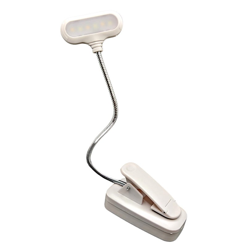 Lampka do czytania CCT z regulacją jasności. Wbudowany akumulator i port micro-USB. Kolor biały