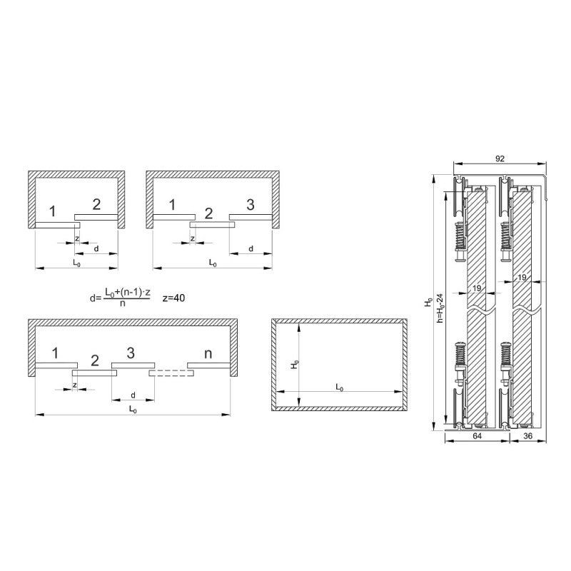 Kit pour 1 porte de placard supplémentaire SLID'UP 230 19 mm - bronze - 5