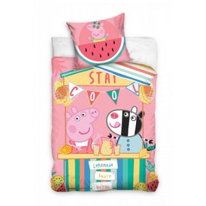 Parure De Lit Enfant Peppa Pig à La Ferme - Housse De Couette 140x200 Cm Réversible, Taie 50x70 Cm