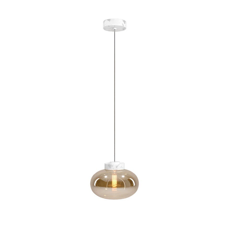Lampa wisząca Moonstone szkło bursztynowo-biały marmur 1xE27x7W wym: 150 x 45 x 45 cm metal Maxlight