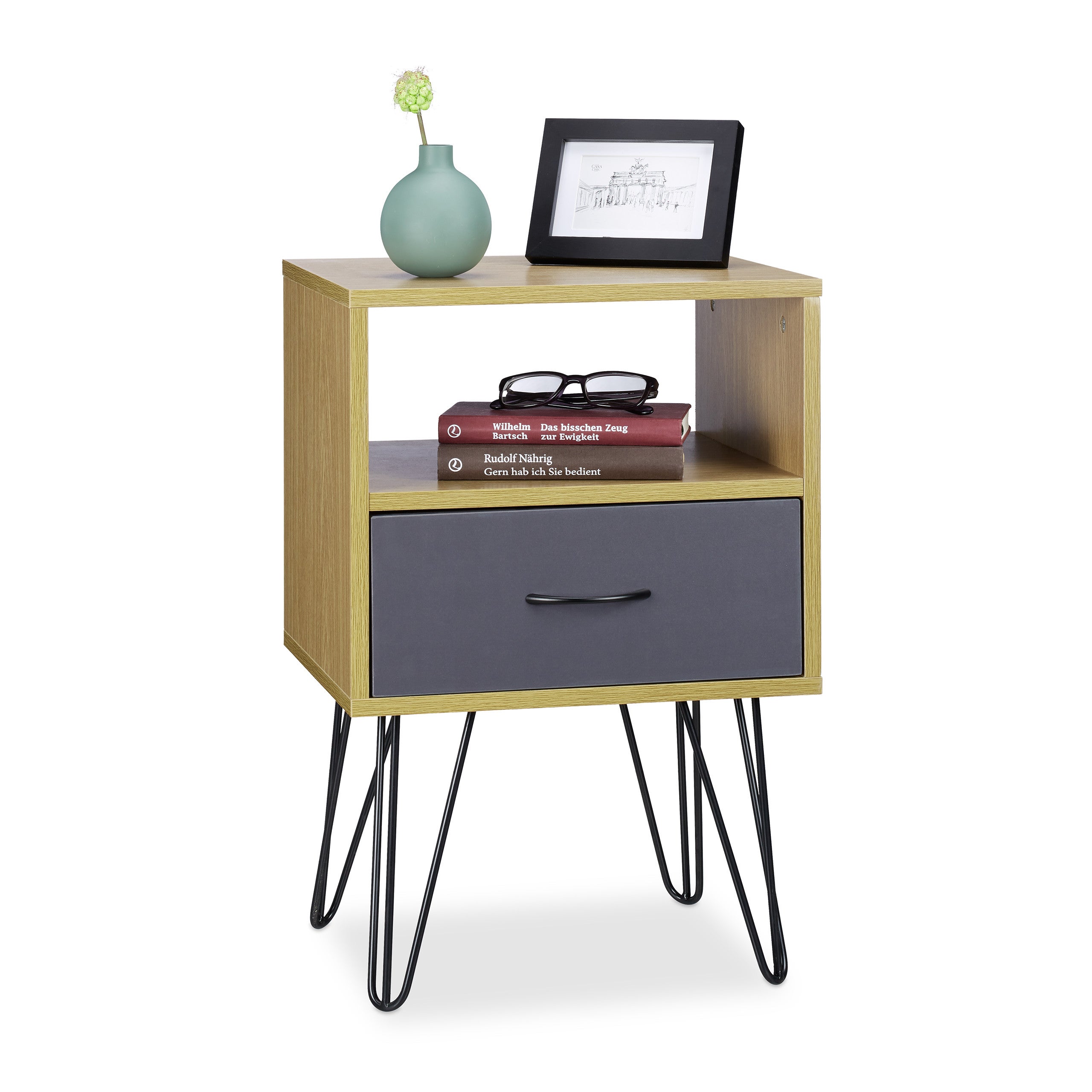 Table Console Relaxdays 60x25x25cm - Bois Noyer - Avec Tiroir - Entrée/salon