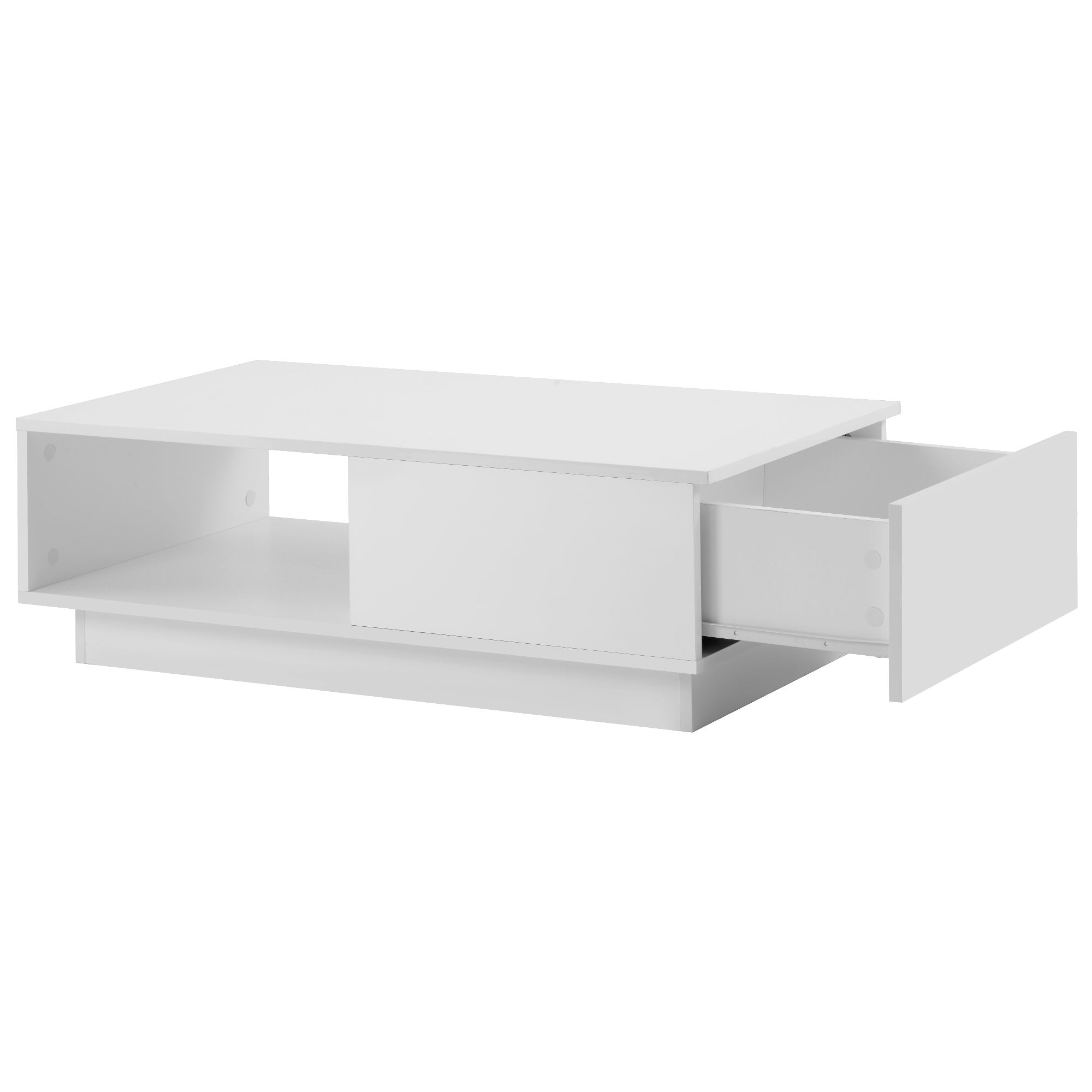 Tavolino da Salotto Lucido 95x55x32cm con LED 15 Colori Bianco Arredamento Moderno - 9