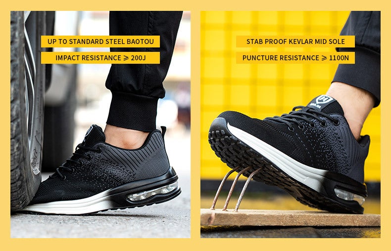 Chaussures de Securité Hommes Femmes Legere Basket de Securite Respirante Confortable Chaussure de Travail avec Embout en Acier Noir Taille 41 - 5
