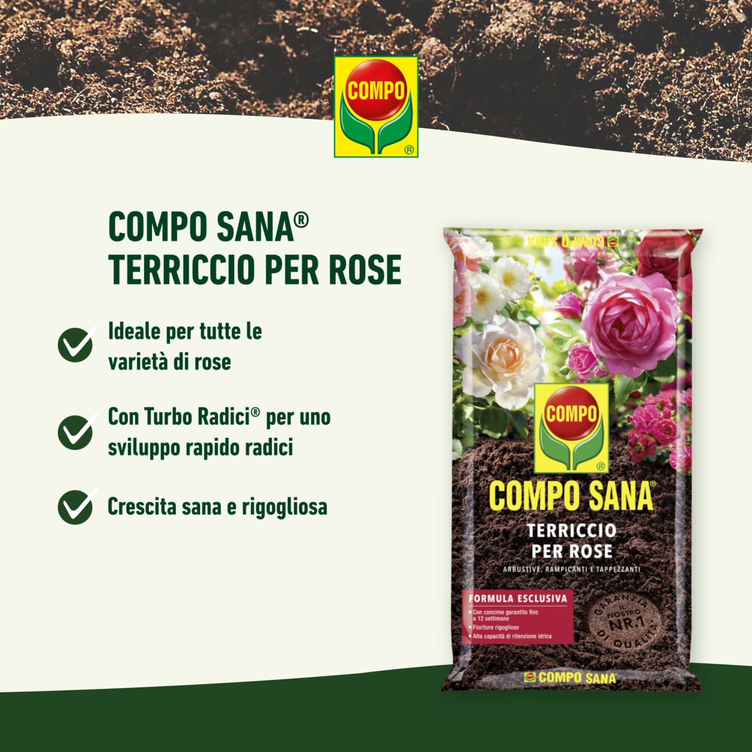 COMPO SANA Terriccio per Rose 50 LT, Per Rose in Vaso o in Piena Terra, con Guano - 6